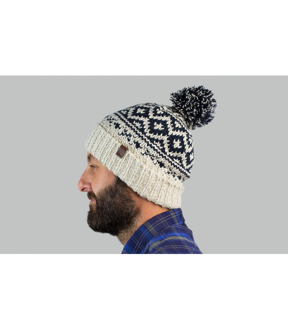 grijze beige patroon muts Cartonn Beanie wheat grijze beige patroon muts Cartonn Beanie wheat